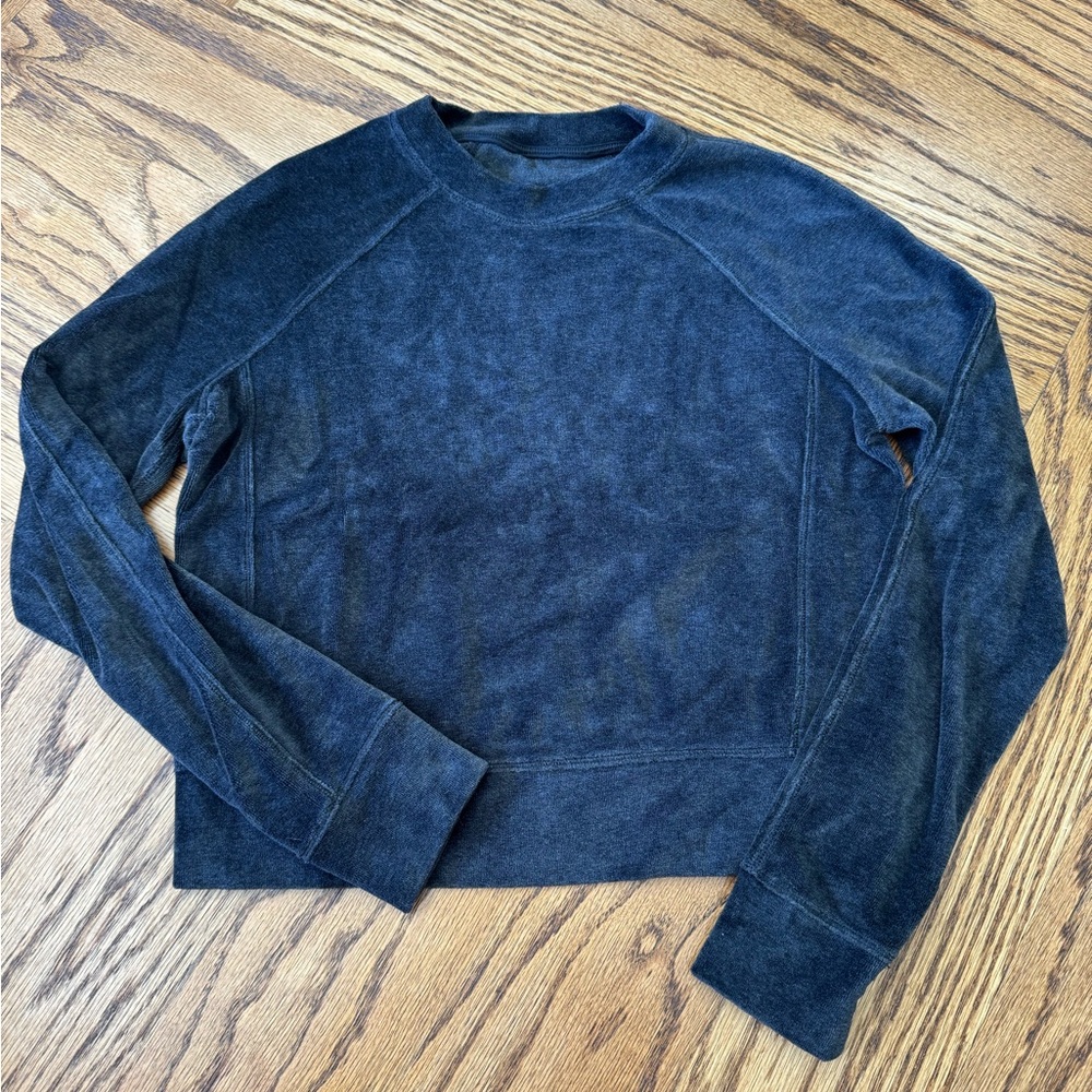 lululemon athletica Black/charcoal Crew Neck crop Sweater